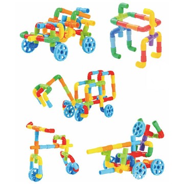 幼兒桌面拼插管道賽車水管拼搭積木兒童寶寶組裝啟蒙早教益智玩具【益三和】可開發票