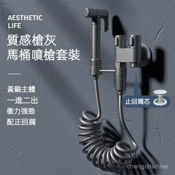 馬桶噴槍 德國全銅馬桶伴侶噴槍增壓噴頭一進二出雙控雙出水三角閥衝洗器