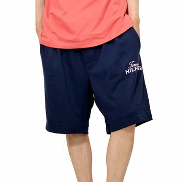 TOMMY 熱銷印刷文字圖案棉短褲-深藍色