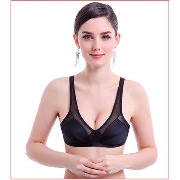 女薄款內衣大胸顯小文胸無鋼圈收副乳聚攏大碼超薄胸罩縮胸胖mm