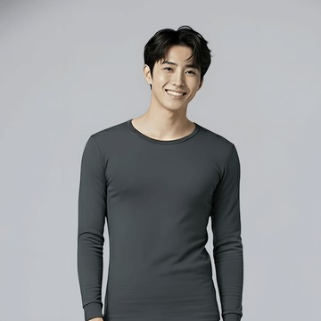 第5代溫灸刷毛圓領發熱衣(玄岩灰 男S-3XL)