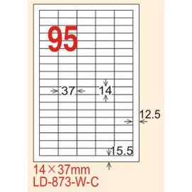 【龍德】LD-873(直角-白色) 雷射、噴墨、影印三用電腦標籤 14x37mm 20大張/包