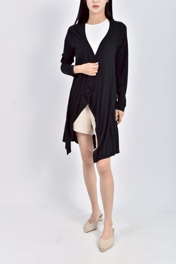 (M) ryu ryu抓皺長袖黑色罩衫