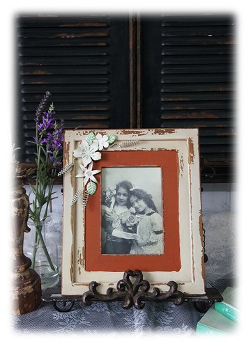 法式鄉村 實木復古做舊立體鐵花裝飾相框 擺件1入