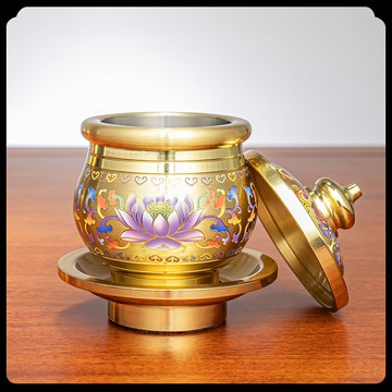 含運  供佛杯供水杯 臺灣純銅景泰藍供水杯觀音菩薩圣水杯凈水杯佛前供奉家用供佛杯