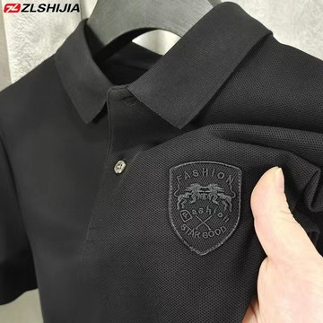 夏季男士短袖T恤中青年刺绣POLO衫商务衬衫透气冰丝1/2件    短袖POLO衫 純棉POLO衫 POLO衫男 大尺碼