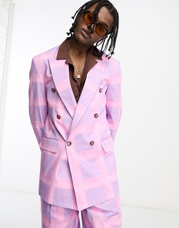 Viggo isco check suit jacket in purple