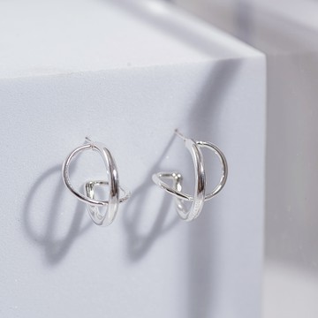 錯視線條316細-醫療鋼針成對耳環(共2色)-A40075