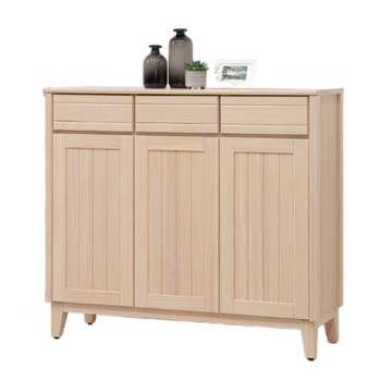 文創集 特利卡4尺三門三抽實木鞋櫃-119x40x107-cm免組