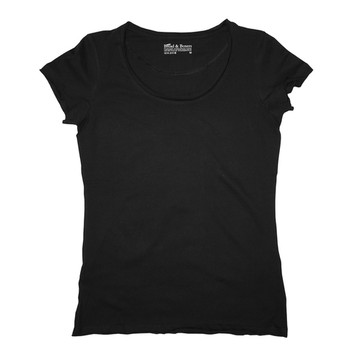 Bread & Boxers｜有機棉女用不收邊素T(黑色)