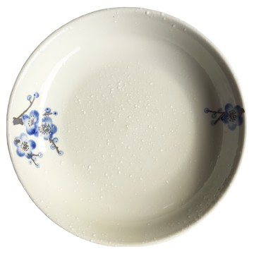 新食器 蘭梅花香手繪深盤  白色藍花  8吋(20.5cm)  1個