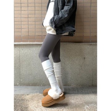 白色小腿襪子女款堆堆襪搭配靴子長筒襪冬季保暖及膝高筒襪棉加厚