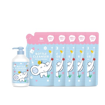 【麗嬰房】 奶瓶蔬果酵素洗潔液-蛋白酵素(700ml罐+680mlx5入補充包)