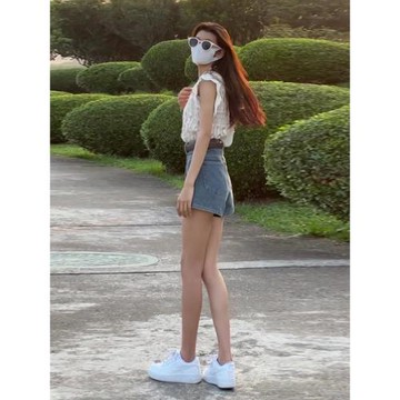 闊腿牛仔短褲女夏小個子2023夏季薄款高腰顯瘦休閑百搭a字熱褲子