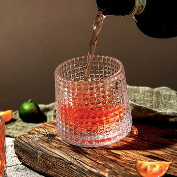 創意旋轉威士忌酒杯加厚日式錘紋啤酒不倒翁洋酒水晶玻璃杯啤酒杯