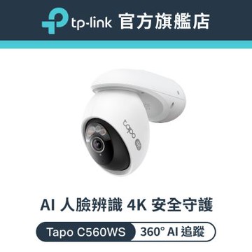 TP-Link 4K 800萬畫素 人臉辨識 AI偵測 360°攝影機 戶外Wi-Fi監視器 IPCAM(全彩夜視/Tapo C560WS)