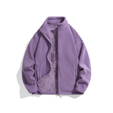 秋冬奧粒絨女款加絨加厚立領保暖外套戶外運動登山內膽打底抓絨衣