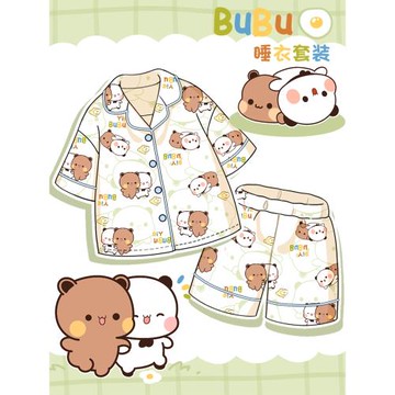 可愛一二布布情侶短袖睡衣夏季純棉學生卡通夏天男女款家居服套裝