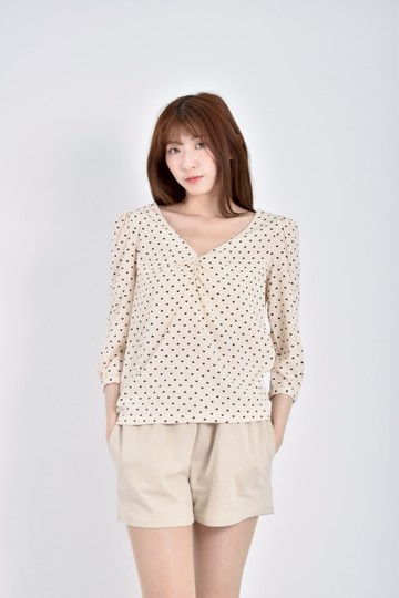 (M) mango質感愛心印花杏色長袖上衣