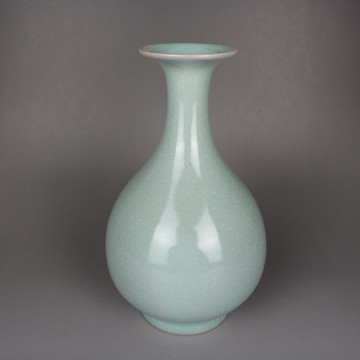 古玩收藏 宋汝窯 賞瓶 花瓶 裂紋青釉 古董陶瓷器仿古瓷擺件