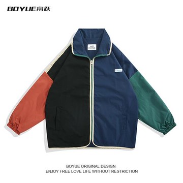 BOYUE帛躍潮流春秋季拼接夾克男士復古休閑工裝寬松長袖上衣外套