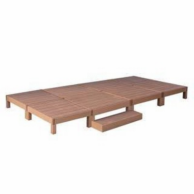 住まいスタイル メーカー直送代引不可  人工木ウッドデッキ ecofeel（エコフィール）8台 ステップセット PWDE-8P-STP-LBR ライトブラウン