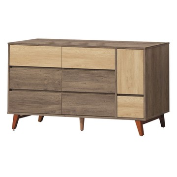 【文創集】皮特肯灰橡5尺單門七抽斗櫃-151x43x78cm免組