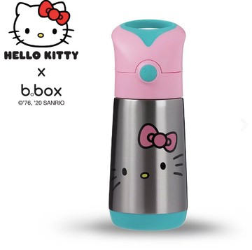 呆萌凱蒂貓【b.box】不鏽鋼吸管保冷杯 - Kitty 兒童禮 生日禮 外出 出遊 上學 水壺 喝水 水份補充