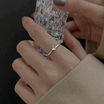 925純銀蝴蝶微鑲戒指女2021年新款潮輕奢小眾食指戒精致開口戒子