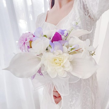 【結婚花球】圓球絲花花球 - 夢幻淺紫