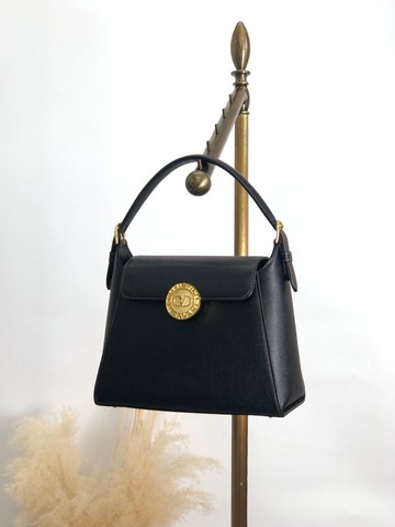 【 日本直送 名牌中古包 】VALENTINO GARAVANI 經典LOGO 手提包 黑色 皮革 vintage exeyzp