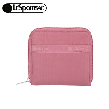Lesportsac Compact Zip Wallet 極簡輕薄錢包 送禮-桃紅色