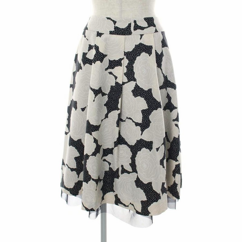 エムズグレイシー スカート タック フラワーモチーフ フレア 総柄 38  