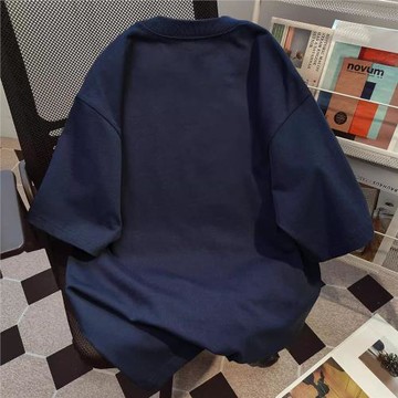 NASA重磅純棉美式印花短袖t恤男oversize寬松簡約痞帥五分袖休閑