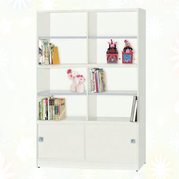 文創集-南亞塑鋼   莫尼   南亞塑鋼3.9尺上雙玻璃拉門下雙拉門開放高書櫃/收納櫃-118.5x31x180cm免組