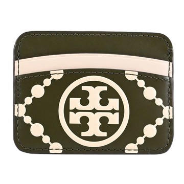 TORY BURCH 137135 浮雕LOGO撞色圖騰隨身卡片夾.深綠