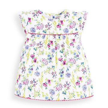 英國 JoJo Maman BeBe - 超優質嬰幼兒/兒童100% 純棉短袖上衣-淡紫碎花