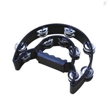 雙排手持手鼓金屬鈴鐺手持塑料音樂打擊鼓半月手鈴成人兒童ktv派對酒吧