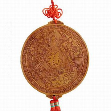 【桃木龍鳳鏡-福字/八卦款-盤徑14cm-1款/組】肥城天然桃木八卦鏡龍鳳呈祥擺件木雕掛件家庭和睦兩款可選-30041