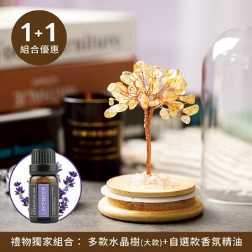 [快速出貨]【GOODTIME】1+1組合 水晶樹大款+香氛精油禮盒｜免費刻字 擴香木精油台 療癒擺飾 辦公室開運小物 喬遷禮物 閨蜜禮物 生日禮物 金牛座 送禮推薦 雙子座 療癒禮物