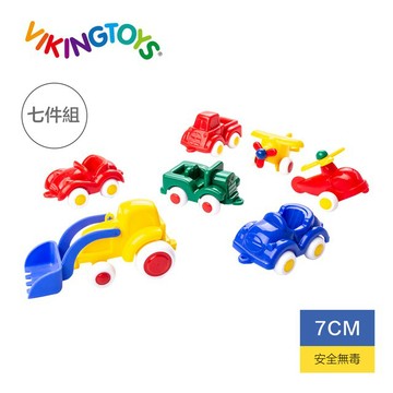 瑞典Viking toys踩不壞/不刮手的維京玩具-7cm迷你交通小車隊(7件組) 小車車 車車玩具 停車場玩具車