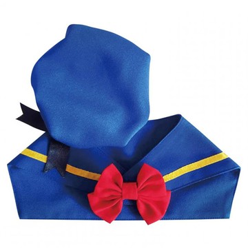 ZAZAZOO 海軍領巾 + 蝴蝶結 + 寵物帽  寶藍色 + 紅色  L  1組