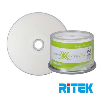 RIDATA RITEK 16x DVD-R 4.7GB 珍珠白滿版可列印/100片布丁桶裝