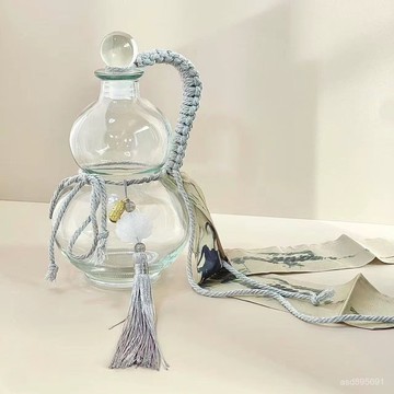 臺灣🚍8H出🉑新款網紅葫蘆空瓶水壺國風提繩泡酒瓶人蔘瓶子創意瓶子奶茶咖啡杯 HPMS