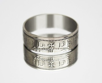 英國硬幣戒指 1 先令 1956 年伊麗莎白硬幣戒指男士硬幣戒指