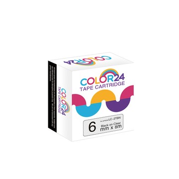 Color24 for EPSON LC-2TBN / LK-2TBN 透明底黑字  相容標籤帶 (寬度6mm)