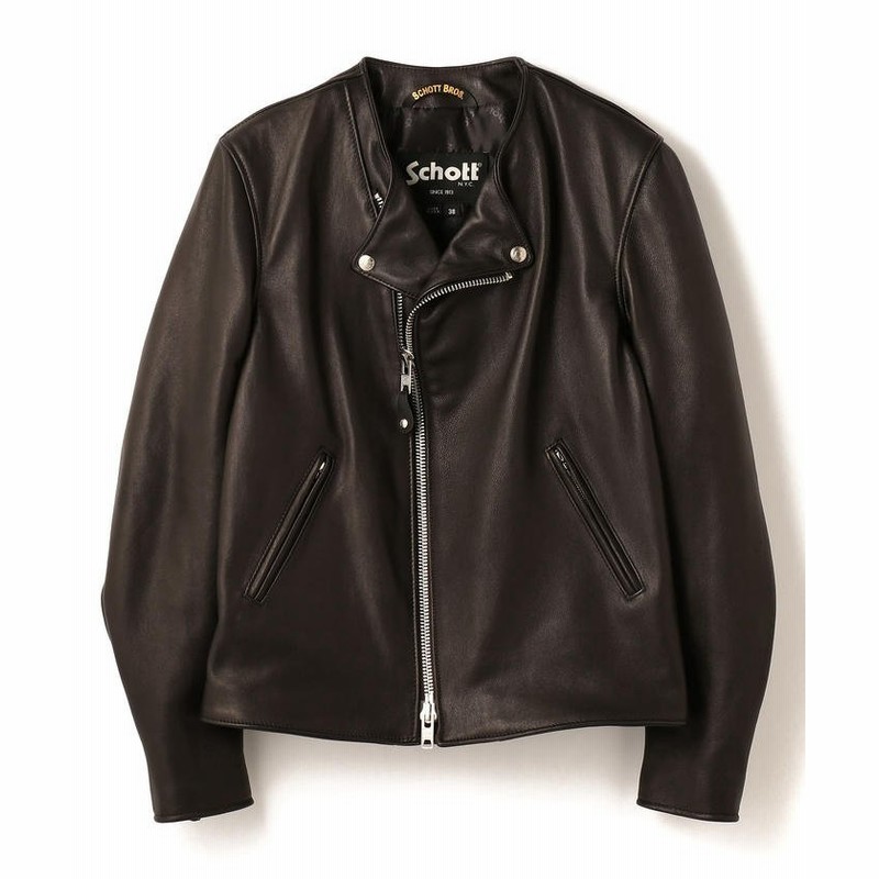 ショット No Collar Lambskin Riders ノーカラー ラムスキン ライダース メンズ ブラック 38 Schott 通販 Lineポイント最大get Lineショッピング