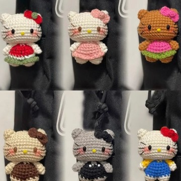 48出貨 2026 DIY 鈎針手作 手工編織kitty貓咪可愛玩偶系列鑰匙圈掛件diy材質包毛線鉤織禮物
