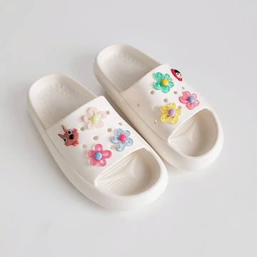 Boing Boing 防水飾釦洞洞拖鞋 繽紛小花 奶油白 小紅帽與大野狼 台灣製造