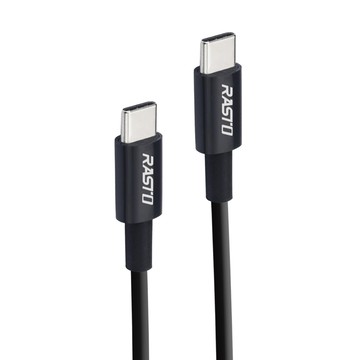 RASTO RX46 Type C to C高速QC3.0充電傳輸線雙入組  1m+2m  黑色  1組